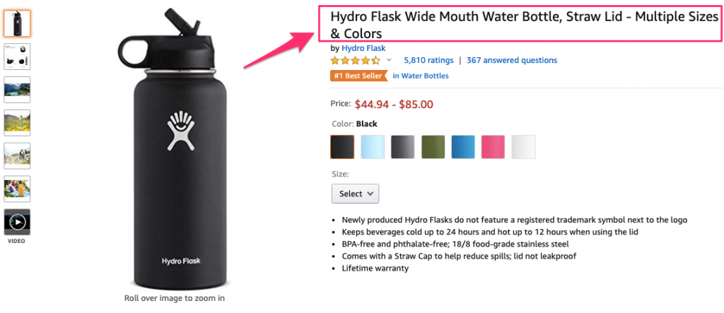 product detail page example