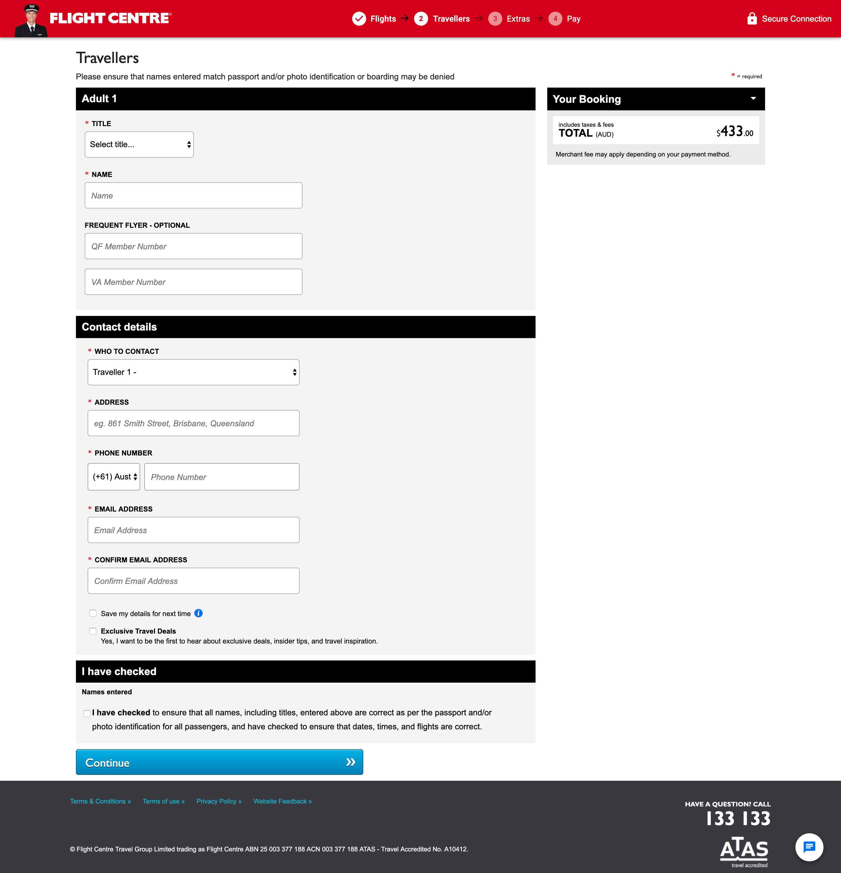 Image of secure.flightcentre.com .au 7Xme passengerLaptop with HiDPI screen