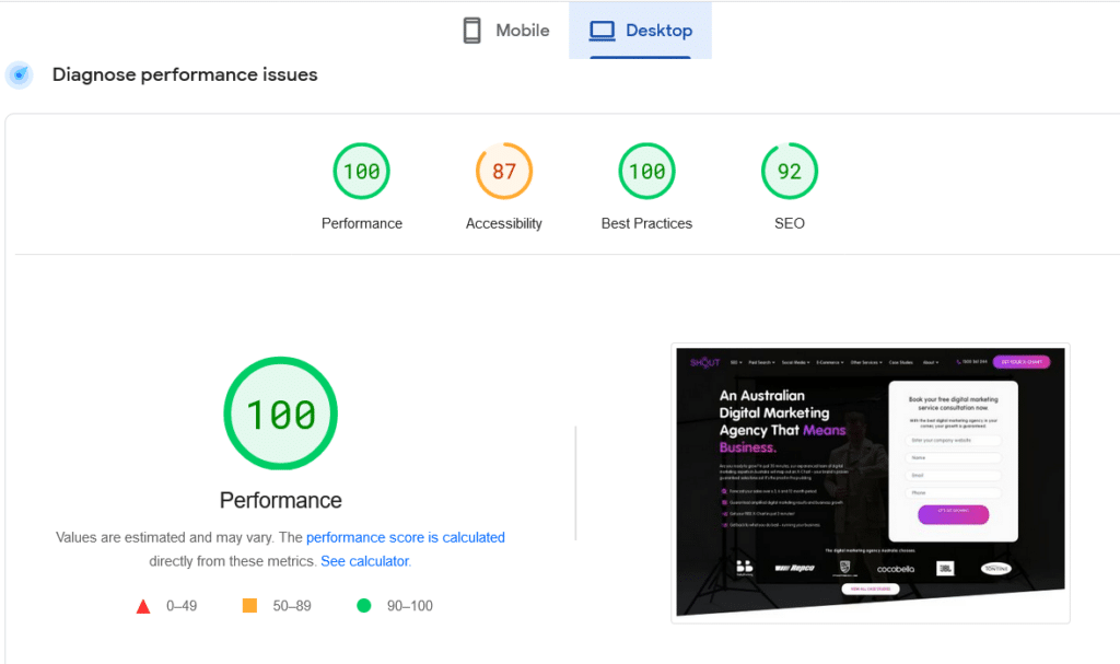 Image of Shout digital sitespeed
