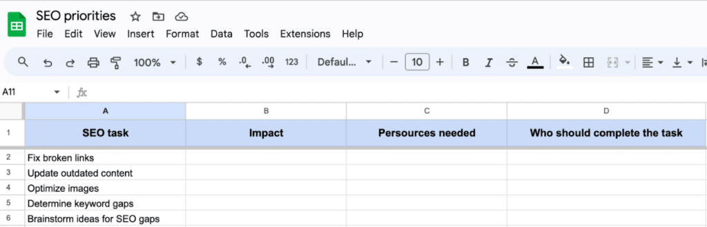 Image of seo task 2023 list